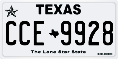TX license plate CCE9928