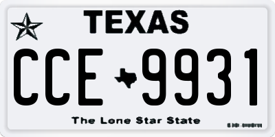 TX license plate CCE9931