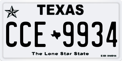 TX license plate CCE9934