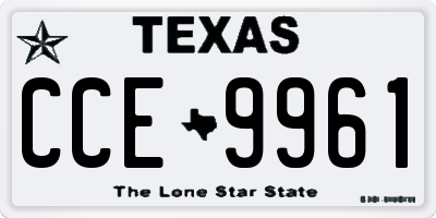 TX license plate CCE9961