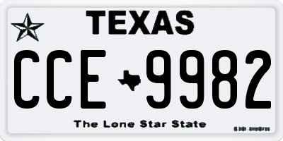 TX license plate CCE9982