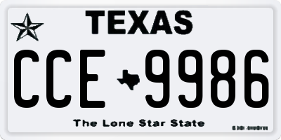 TX license plate CCE9986