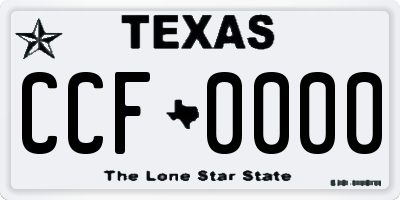 TX license plate CCF0000