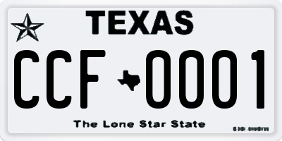 TX license plate CCF0001