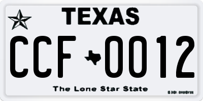 TX license plate CCF0012