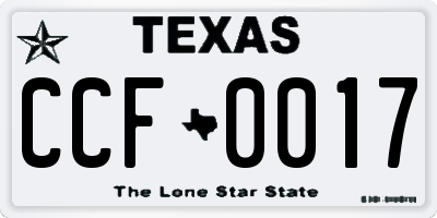 TX license plate CCF0017