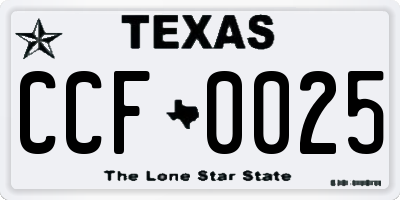 TX license plate CCF0025