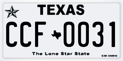 TX license plate CCF0031