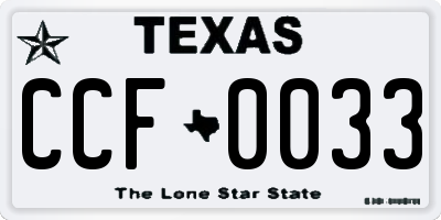 TX license plate CCF0033