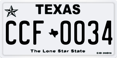 TX license plate CCF0034