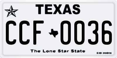 TX license plate CCF0036