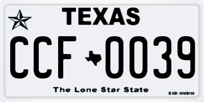 TX license plate CCF0039