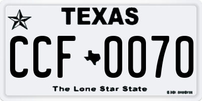 TX license plate CCF0070