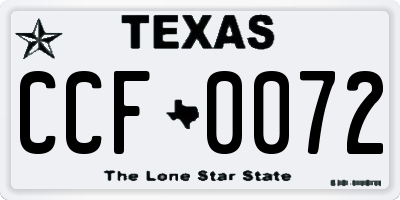 TX license plate CCF0072