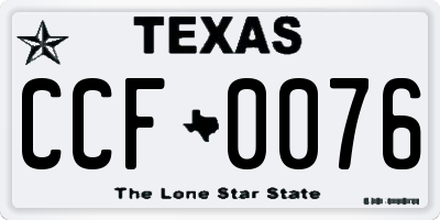 TX license plate CCF0076