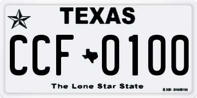 TX license plate CCF0100