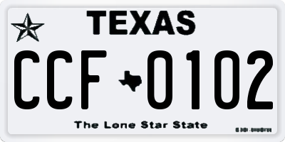 TX license plate CCF0102