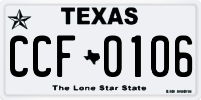 TX license plate CCF0106