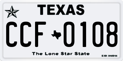 TX license plate CCF0108
