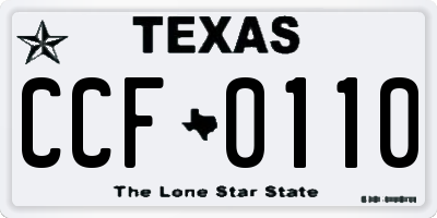 TX license plate CCF0110