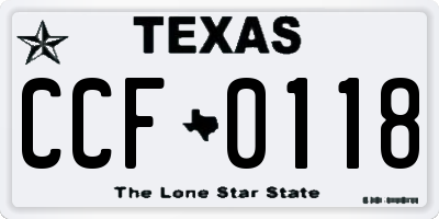 TX license plate CCF0118