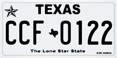 TX license plate CCF0122