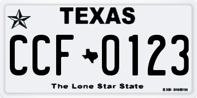 TX license plate CCF0123