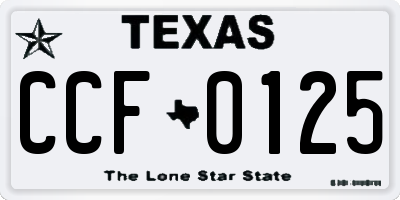 TX license plate CCF0125