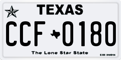 TX license plate CCF0180