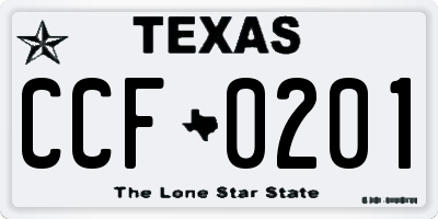 TX license plate CCF0201