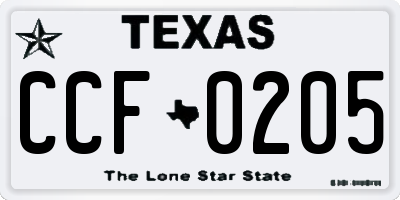 TX license plate CCF0205