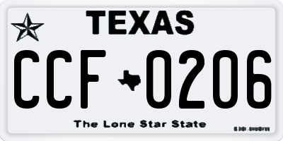 TX license plate CCF0206