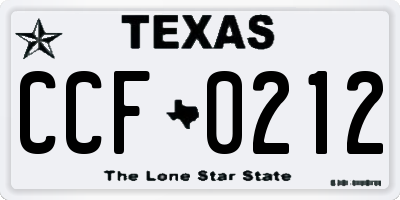 TX license plate CCF0212
