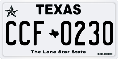 TX license plate CCF0230