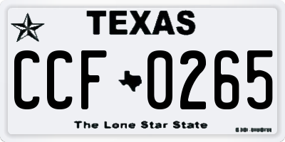 TX license plate CCF0265