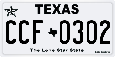 TX license plate CCF0302