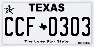 TX license plate CCF0303