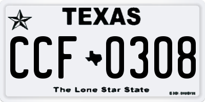 TX license plate CCF0308