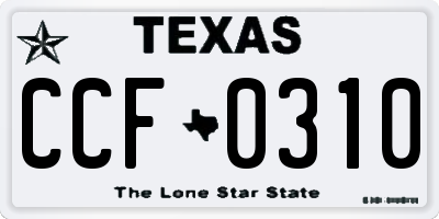TX license plate CCF0310