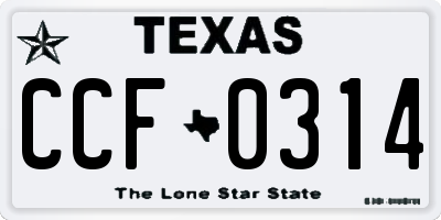 TX license plate CCF0314