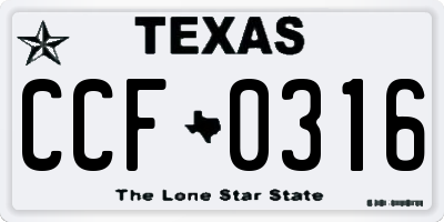 TX license plate CCF0316
