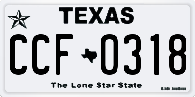 TX license plate CCF0318