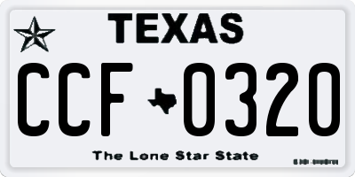 TX license plate CCF0320