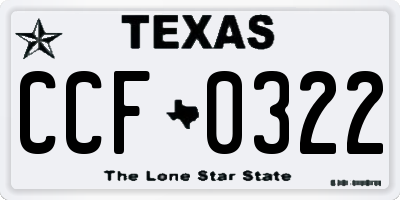 TX license plate CCF0322