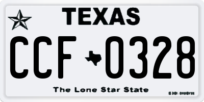 TX license plate CCF0328