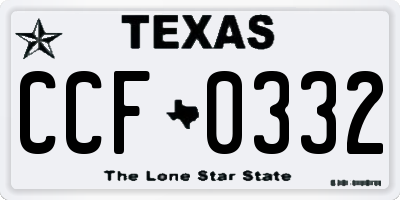 TX license plate CCF0332
