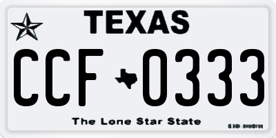 TX license plate CCF0333