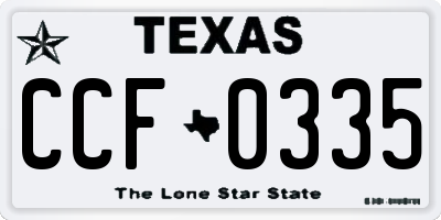 TX license plate CCF0335