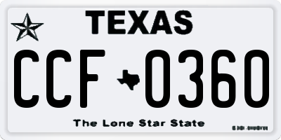 TX license plate CCF0360