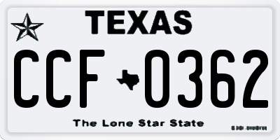 TX license plate CCF0362